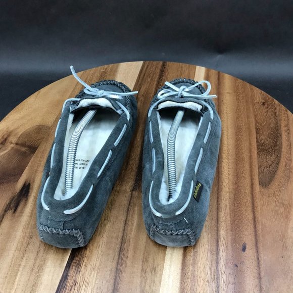 Cabela's Shoes Cabelas Gray Suede Faux Fur Lined Moccasins Slip On